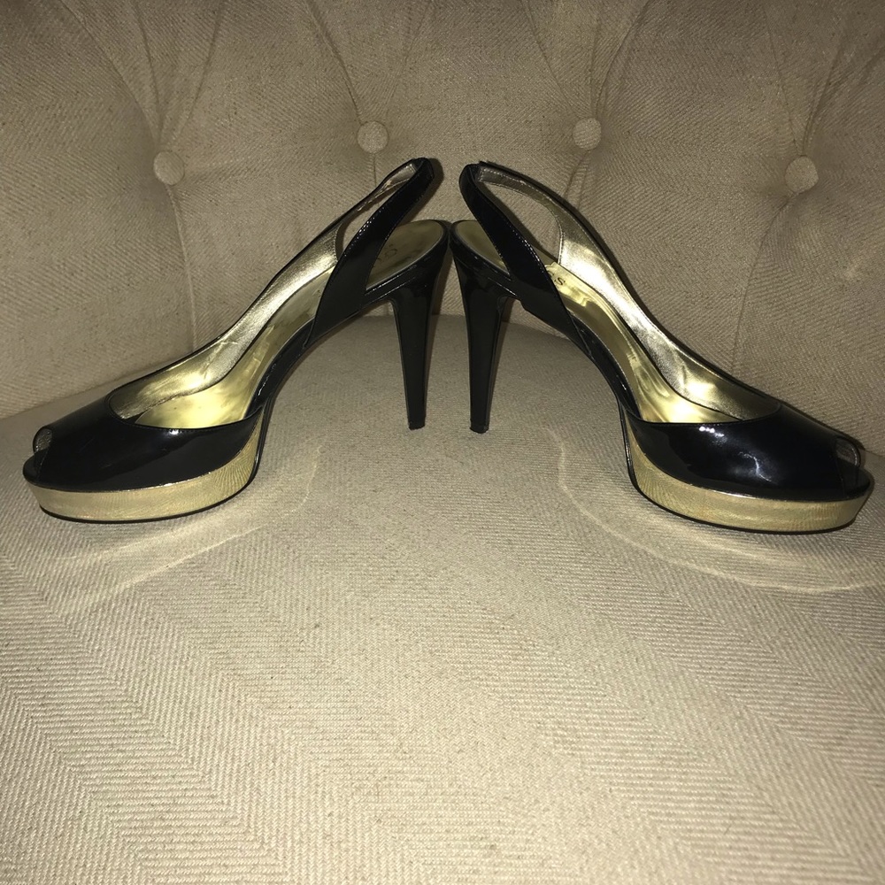 Guess Black and Gold Heels